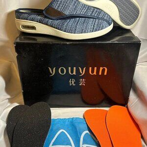 Women’s Size 8 Blue Youyun Orthopedic Diabetic Slippers Extra Wide Air Cushion
